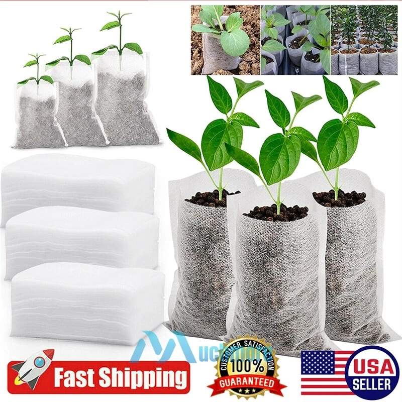 Max 400PCS Biodegradable Nursery Bags Non-woven Plant Grow Seedling Planting Pot - Image 2 of 4
