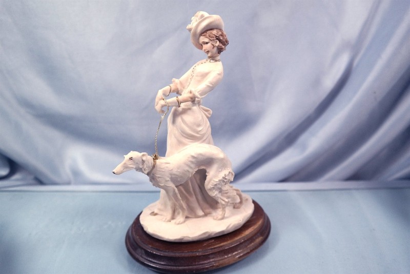 Vtg 1984 Arnart Pucci Les Femmes 8" Bisque Porcelain Figurine Woman Borzoi Dog