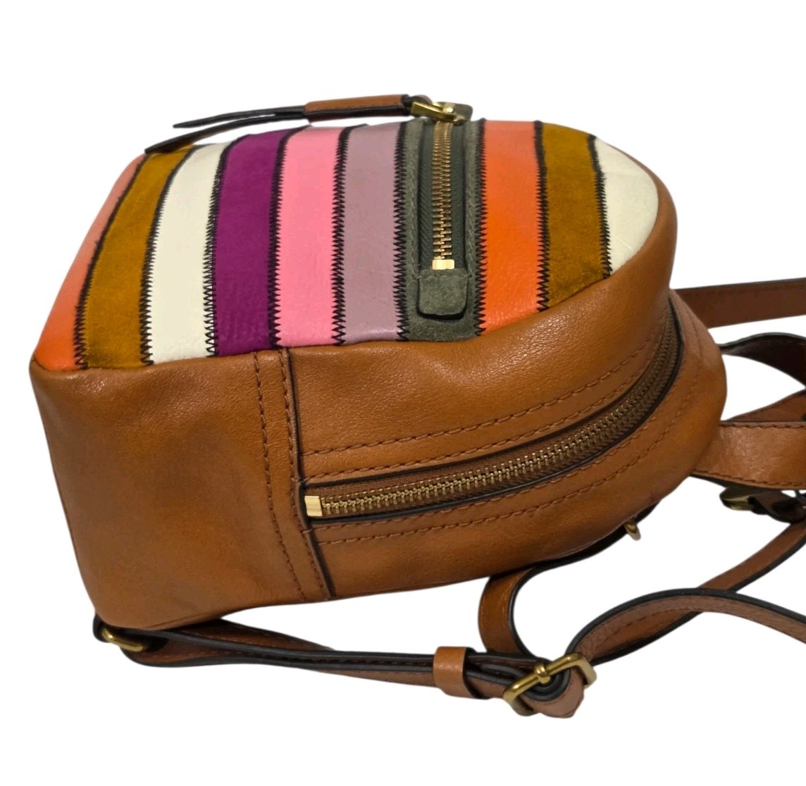 Fossil Megan Mini Backpack Bag Patchwork Rainbow … - image 9