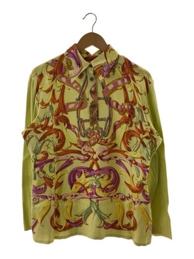 Hermes Long Polo Shirt in Silk Cotton Cashmere with Scarf Print Made in Japan RIN