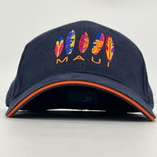 VTG Maui Hat - Hawaiian Headwear One Size Stretch Navy Blue Baseball Cap Hawaii