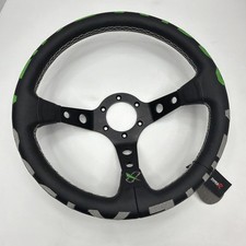 Green Stitch 320mm Vertex 1996 Leather Deep Dish Steering Wheel For Omp Momo Rac
