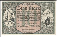 Chemnitz,Finanzvereinigung Chem.Industr.,10 Mark 1918,Kassenfrisch
