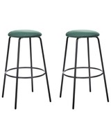 Barhocker 2Er Set Samtstoff GrüN Ohne Lehne Mit FußStüTzen Retro Design Morton