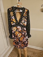 Asos Floral Long Sleeve Open Back Dress