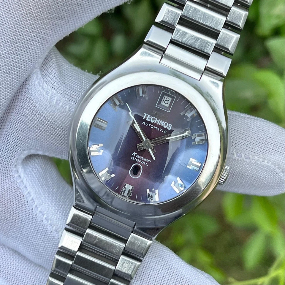 Винтажные Technos Kaiser Signal Автоматический футуристический циферблат 25 драгоценных камней Швейцарские мужские часы - Изображение 3 из 4