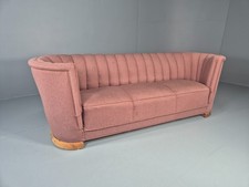 3 Seater Art Deco Settee Vintage 1930s Danish Light Pink Wool EB10397 V3SS