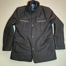 Cole Haan Men’s XL Black Wool Blend Zip Button Coat Jacket Inner Vest Layer