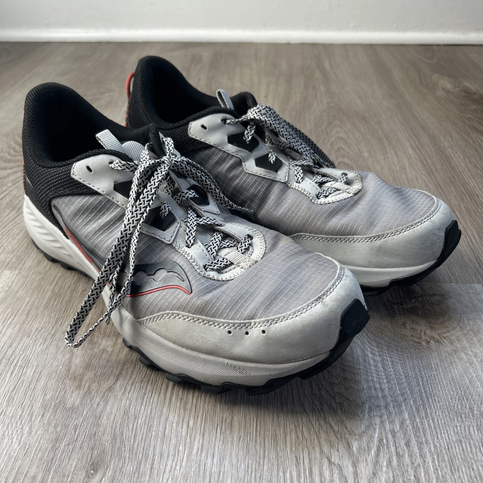 Saucony Mens 12 Aura TR Running Shoes Gray Black XT 600 Hiking Trail Sneakers