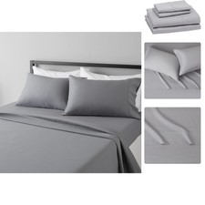 Elegant 4-Piece Full Bed Sheet Set in Dark Gray - Lightweight Machine Washable