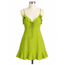 Lulus Here to Dance Lime Green Lace-Up Mini Dress - Size S
