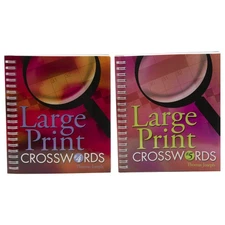 Large Print Crosswords #4 and #5 Spiralbound Puzzle Book Set