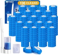 Disposable Toilet Brush with 136 Refills, Toilet Bowl Wand and Holder, White