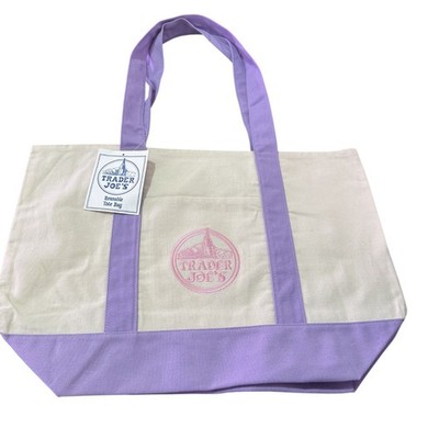 Trader Joe s Canvas Tote Bag Lavender Purple Reusable Large Shopper NWT