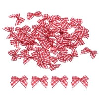 100 Stk Mini-Karo-Bandschleife, 2,5 Cm, Kariertes Stoff-Satinband, Schleifen #8