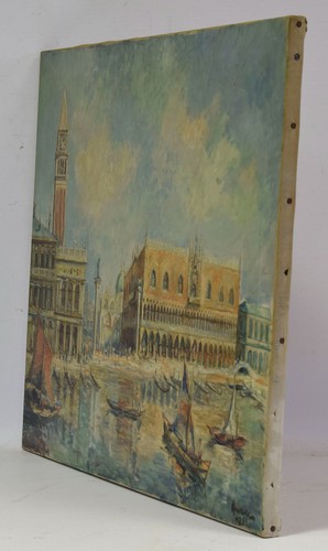 Pintura antigua 1955, Plaza de San Marcos en Venecia, óleo, sign. dat., 85,5 x 66 cm - Imagen 3 de 14