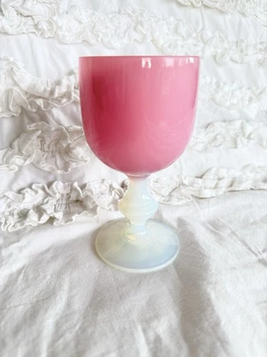 Antique Pink Steuben Rosaline & Alabaster Art Glass Goblet Carder Era 1903-1933