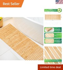 Bamboo Bath Mat Large Long Wood Bath Mat,16x48 Inch Non Slip Bamboo Shower Fl...