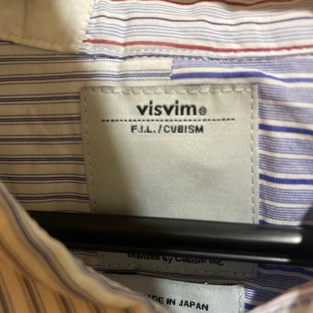 visvim Patchwork Long Sleeve Shirt Blue White Str… - image 8