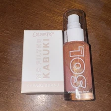 Colourpop Sol Body Shimmering Dry Oil Pink Champage w No Filter Kabuki Brush