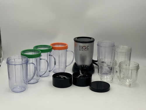 Magic Bullet Blender MB1001B Base Container Cups Blades Lid Bundle Lot Combo - Picture 2 of 10