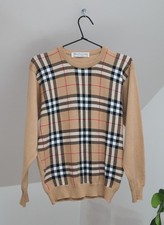 Burberry s Vintage Nova Check Men s Light Brown Cotton Sweater Size S England