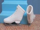 VINTAGE 1980s Barbie Doll Shoes-WHITE Ice Skates Superstar BACK SLIT HONG KONG