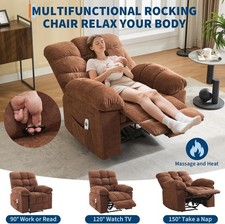 New Massage Reclining Chair Rocker with Heat Fabric Recliner Chair NEW