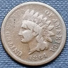 1864 Indian Head Cent 1c WITH L Circulated #95886