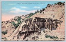 Natural Stockade North Dakota Badlands Linen Postcard Hafstrom ND