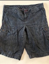 Tommy Hilfiger Women's Blue Denim Cargo Shorts Size 10