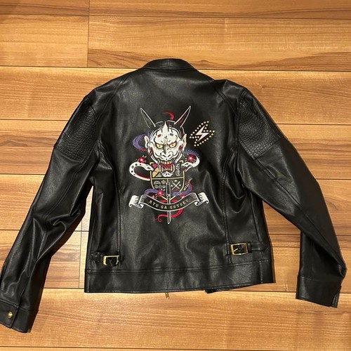 SuperGroupies Goro Majima Riders Leather Jacket Size L Black Ryu Ga Gotoku USED - Picture 21 of 24
