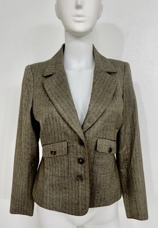 Chaqueta Blazer Oscar de la Renta Cachemira Neutro Marrón Topo Beige US8 Se Ajusta a S/M Foto 2 de 4