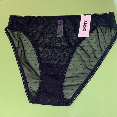 NEW! DKNY BLACK MESH HEART  BIKINI PANTIES / X-LARGE / $24