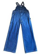 HISEA Overalls Mens 42x32 Blue Denim Workwear Carpenter Utility Streetwear