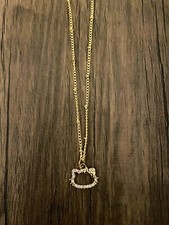 Handmade White Rhinestone Hello Kitty Charm Necklace