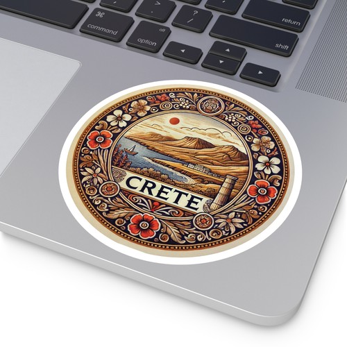 Crete Travel Round Sticker, Indoor Outdoor Vinyl Decal, Laptop Sticker - 第 15/16 張圖片