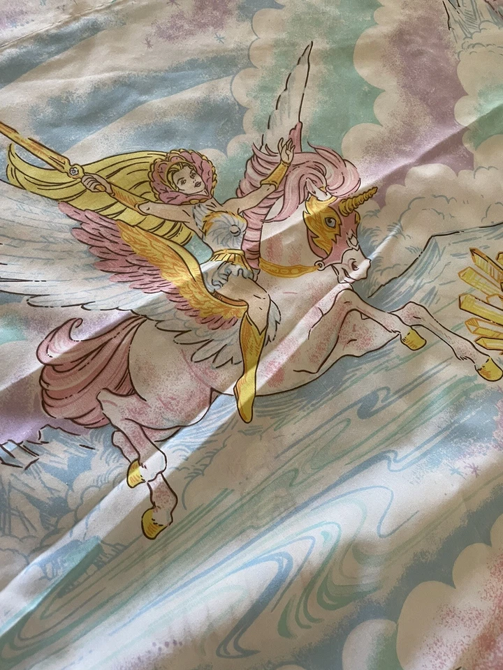 Sábana bajera plana doble vintage She-Ra Princess of Power 1985 Mattel EE. UU. rara difícil de encontrar Foto 3 de 4