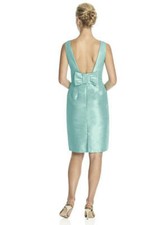 $216 ALFRED SUNG Open Bow Back Dupioni Cocktail Dress 0 Seaside Blue D522