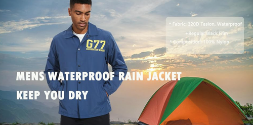 Conurbation Men's Lightweight Waterproof Rain Jacket Windbreaker - XL - Blue - Picture 2 of 12