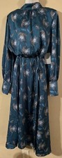 Melloday Teal Floral Teal Print Long Sleeve Dress XL