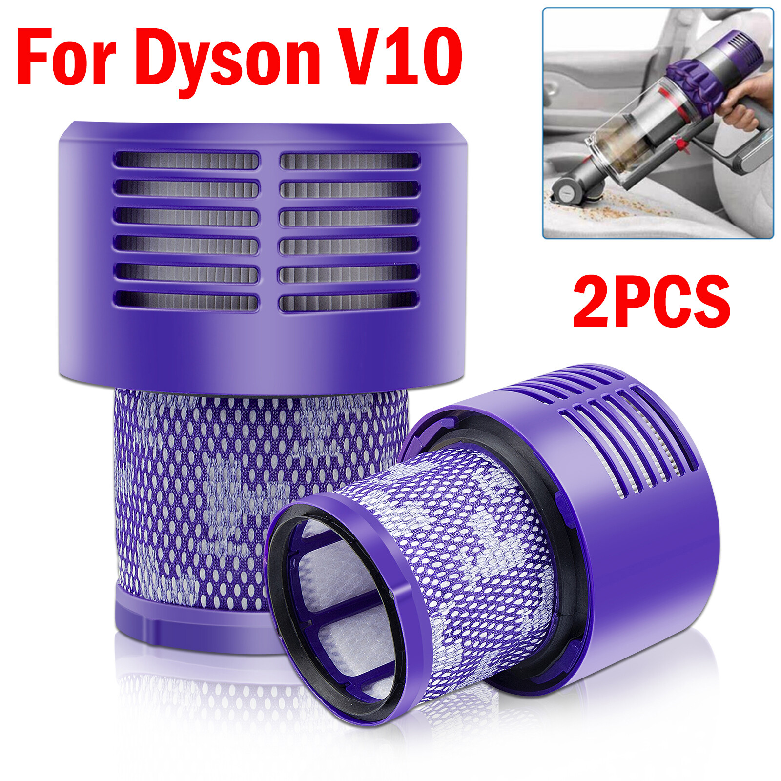2X Vacuums Part 96908201 Filter Replacements for Dyson V10 SV12 Animal