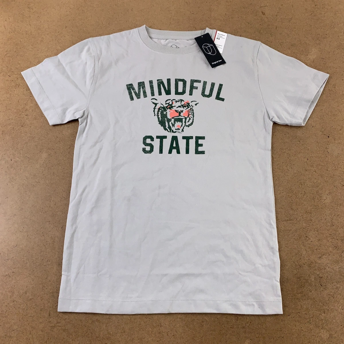 Original Use Adult Size Unisex XS Gray Mindful State Graphic T Shirt NWT Flaw