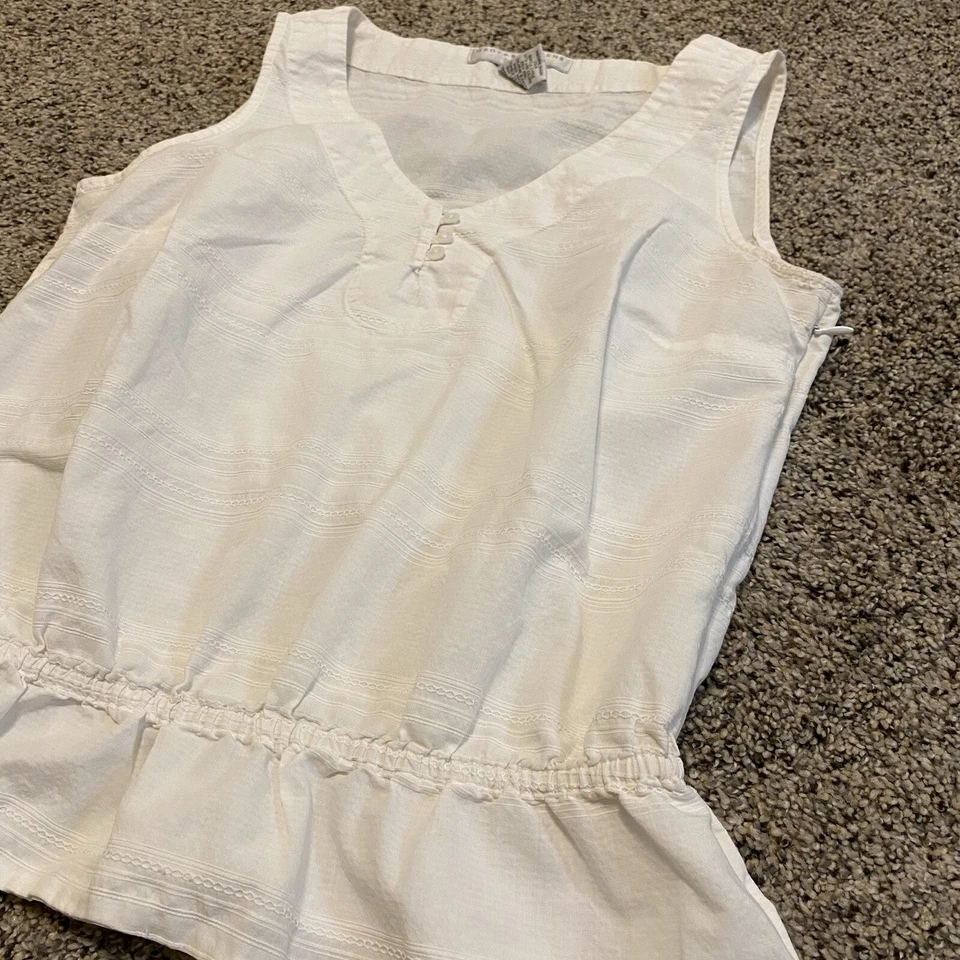 Top Geoffrey Beene Sin Mangas Algodón Detalle Botón Blanco Cremallera Lateral Mujer L ~ Usado en Excelente Condición Foto 2 de 4