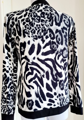 Cardigan Jacke Leopard weiß schwarz mit Reißverschluss - Bild 4 von 4