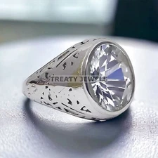 Moissanite Oval Cut Gemstone  With 925 Sterling Silver Ring For Men's #796