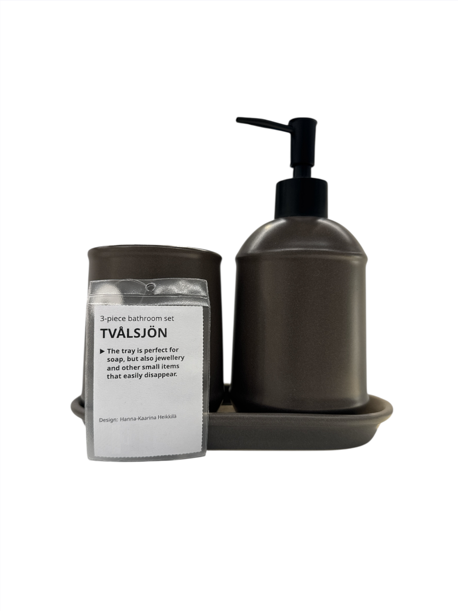 New IKEA TVALSJON 3-Piece Bathroom Set Dispenser Dish Holder
