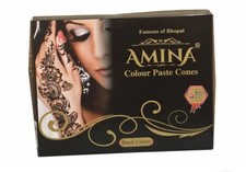 Amina Henna Instant Tatto Outline Mehendi/No Chemicals black Color 12 Cone