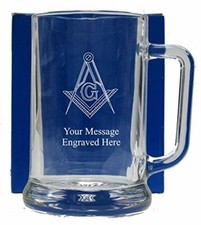 ENGRAVED MASONIC GLASS TANKARD GT0
