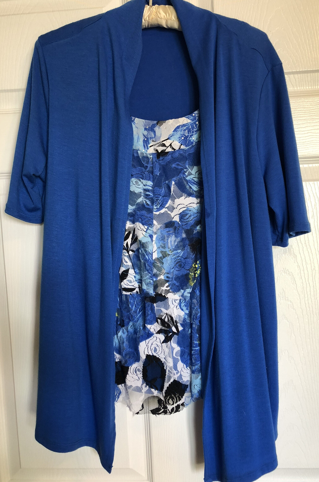 Notations Women’s Blue Top/Ruffled Tank Combo Size Medium